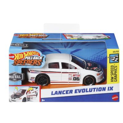 Masinuta metalica cu sistem pull back Lancer Evolution IX scara 1/43 Hot Wheels