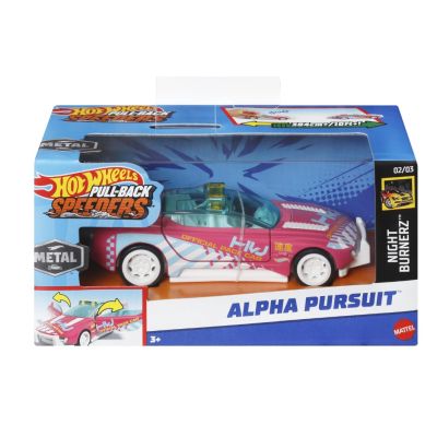 Masinuta metalica cu sistem pull back Alpha Pursuit scara 1 43 Hot Wheels