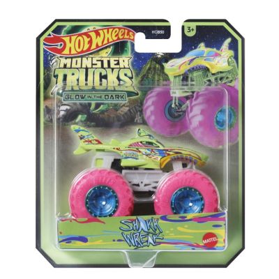 Masinuta Shark Wreak glow in the dark scara 1 64 Hot Wheels Monster Truck