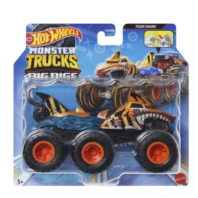 Masinuta metalica cu 6 roti Tiger Shark scara 1 64 Hot Wheels Monster Truck