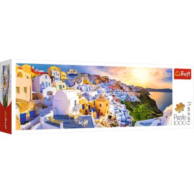 Puzzle 1000 piese. Panorama Apus in Santorini Trefl