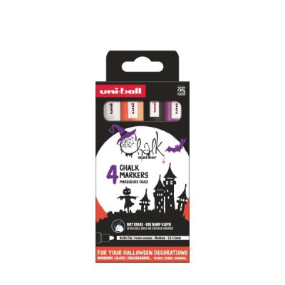 Set 4 bucati marker creta Halloween, Uni-ball