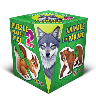 Puzzle 2 piese. Animale din padure