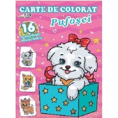 Pufosei. Carte de colorat cu 16 autocolante stralucitoare