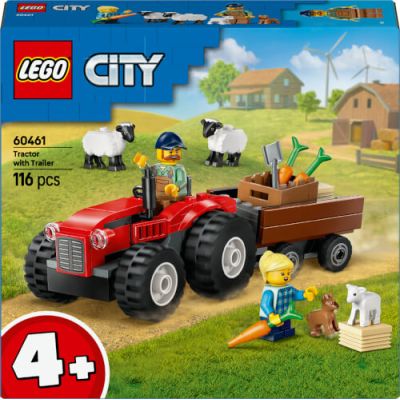 LEGO City. Tractor de ferma rosu cu remorca si oi 60461 116 piese