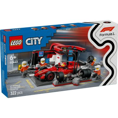 LEGO City. Boxa si mecanici F1 cu masina Ferrari 60443 322 piese