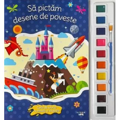 Sa pictam desene de poveste. Carte de colorat cu pensula si acuarele