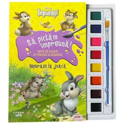 Disney. Iepurasi. Sa pictam impreuna Iepurasii la joaca. Carte de colorat cu pensula si acuarele