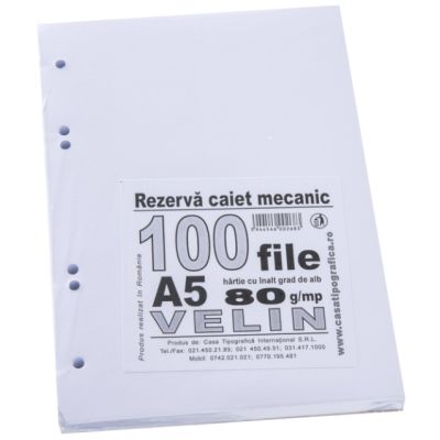 Rezerva caiet mecanic foaie velina A5 100 file Super Color
