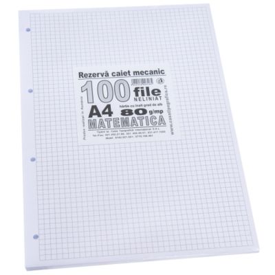 Rezerva caiet mecanic matematica fara margine liniata A4 100 file Super Color