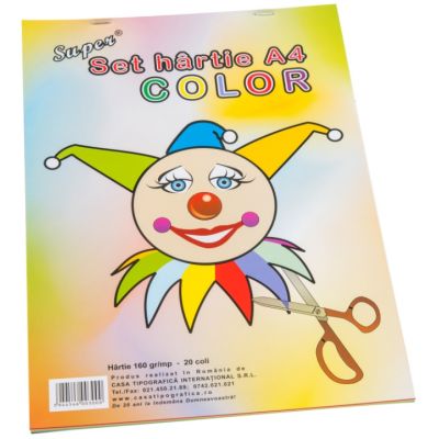 Set hartie colorata A4 20 coli Super Color