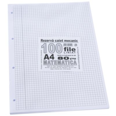 Rezerva caiet mecanic matematica cu margine liniata A4 100 file Super Color