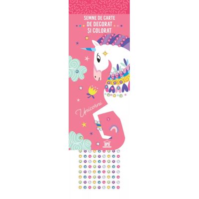 Semne de carte de colorat. Unicorni cu strasuri