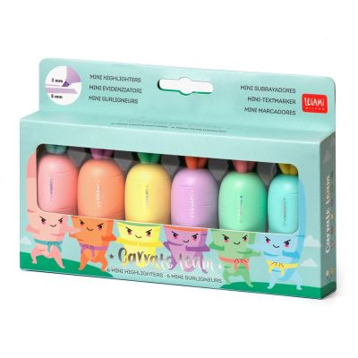 Set 6 mini evidentiatoare Carrate Team Carrot Legami