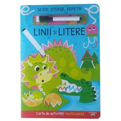 Scrie sterge repeta Linii si litere. Carte de activitati reutilizabila