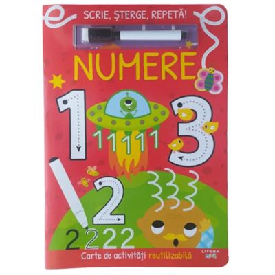 Scrie sterge repeta Numere. Carte de activitati reutilizabila