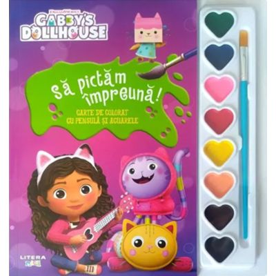 Gabbys Dollhouse. Sa pictam impreuna Carte de colorat cu pensula si acuarele
