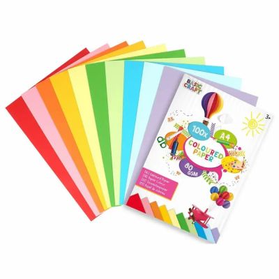 Set 100 bucati hartie colorata Creative Craft 80 g in 10 culori