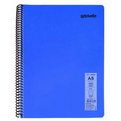 Caiet cu spira Mynote PP A5 60 file dictando Neon