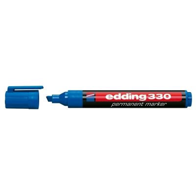 Marker permanent Edding 330 corp plastic varf retezat 1-5 mm albastru