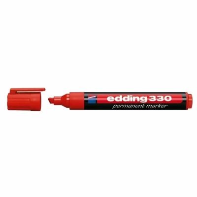 Marker permanent Edding 330 corp plastic varf retezat 1-5 mm rosu