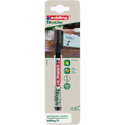 Marker permanent Edding 21 Ecoline negru varf rotund 1. 5-3 mm blister