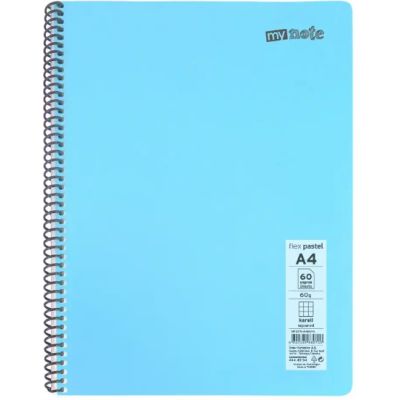 Caiet cu spira Mynote format A4 60 file offset 60 gmp liniatura matematica coperta PP pastel mix de 8 culori