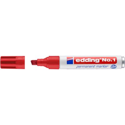 Marker permanent Edding No. 1 corp aluminiu varf tesit 1-5 mm rosu