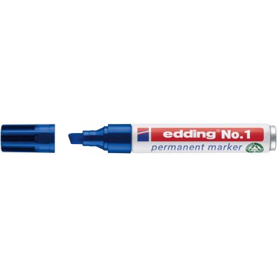 Marker permanent Edding No. 1 corp aluminiu varf tesit 1-5 mm albastru