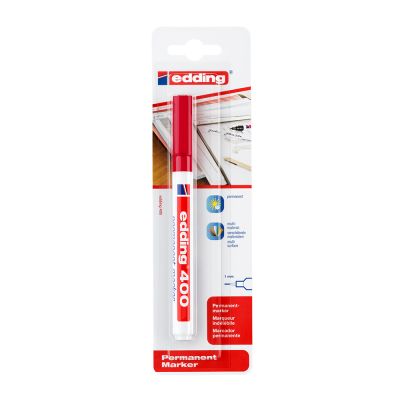 Marker permanent Edding 400 varf rotund 1 mm rosu blister