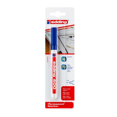 Marker permanent Edding 400 varf rotund 1 mm albastru blister