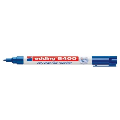 Marker permanent Edding 8400 pentru CDDVDBD corp plastic varf rotund 0. 75 mm albastru