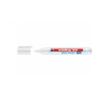 Marker pentru sticla Edding 95 corp plastic varf rotund 1. 5-3 mm alb