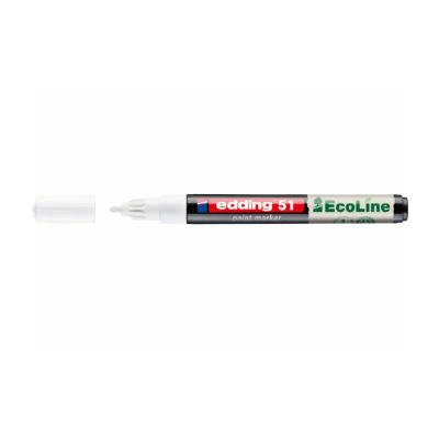 Marker cu vopsea edding Ecoline 51 corp din plastic reciclat varf rotund 1-2 mm alb
