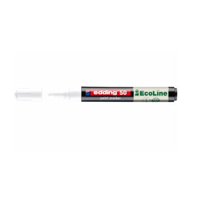 Marker cu vopsea pe baza de apa Edding Ecoline 50 corp din plastic reciclat varf rotund 2-3 mm alb
