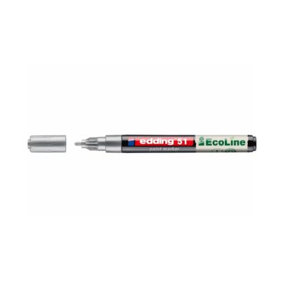 Marker cu vopsea pe baza de apa Edding Ecoline 51 corp din plastic reciclat varf rotund 1-2 mm argintiu