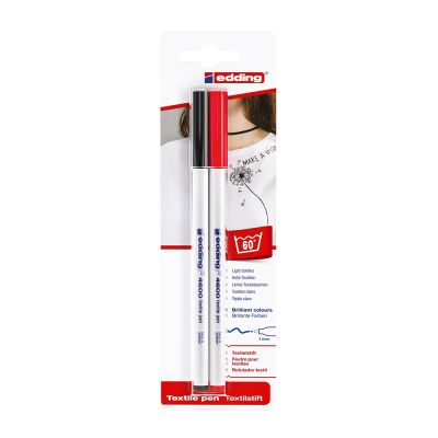 Marker Edding 4600 pentru textile varf rotund 1 mm negrurosu blister