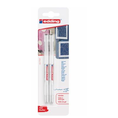 Roller Edding 2185 cu gel varf 0. 7mm alb blister
