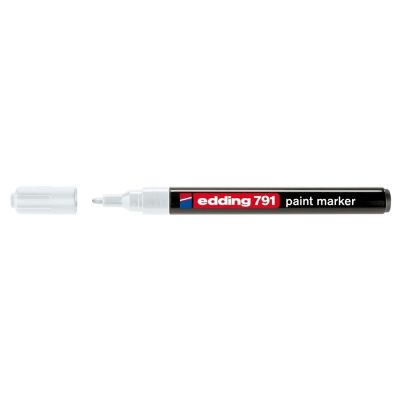 Marker permanent Edding 791 cu vopsea corp plastic varf rotund 1-2 mm alb