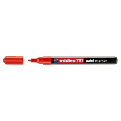 Marker permanent Edding 791 cu vopsea corp plastic varf rotund 1-2 mm rosu