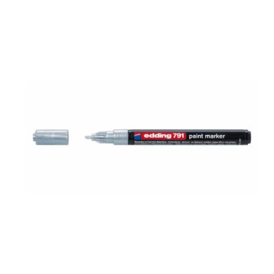 Marker permanent Edding 791 cu vopsea corp plastic varf rotund 1-2 mm argintiu