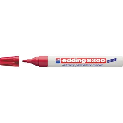 Marker permanent Edding 8300 Industrial corp metalic varf rotund 1. 5-3 mm rosu