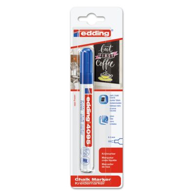 Marker Edding 4095 cu creta lichida varf 2-3 mm albastru blister