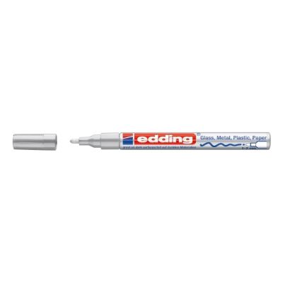 Marker permanent Edding 751 cu vopsea corp metalic varf rotund 1-2 mm argintiu