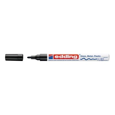 Marker permanent Edding 751 cu vopsea corp metalic varf rotund 1-2 mm negru