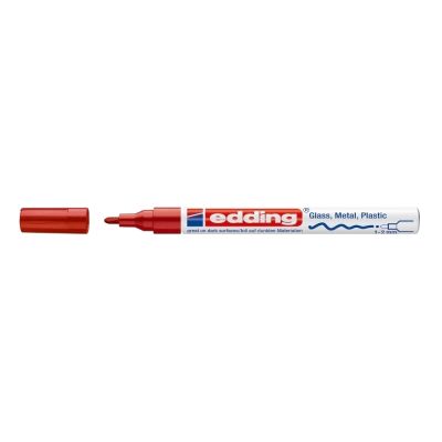 Marker permanent Edding 751 cu vopsea corp metalic varf rotund 1-2 mm rosu