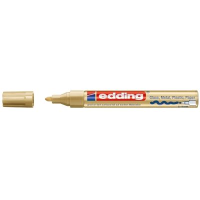 Marker permanent Edding 750 cu vopsea corp metalic alb varf rotund 2-4 mm auriu