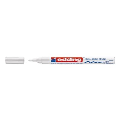 Marker permanent Edding 751 cu vopsea corp metalic varf rotund 1-2 mm alb