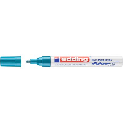 Marker permanent Edding 750 cu vopsea corp metalic varf rotund 2-4 mm bleu