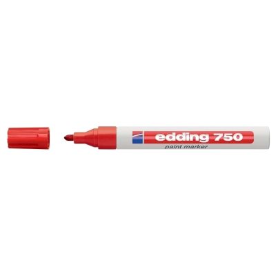 Marker permanent Edding 750 cu vopsea corp metalic varf rotund 2-4 mm rosu